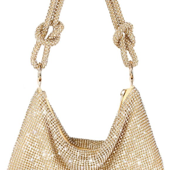 Rhinestone Purse Sparkly Evening bag Silver Clutch Purses for Women Evening, Cro - Picture 1 of 8